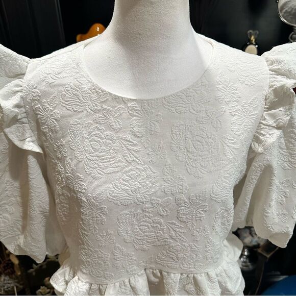 Anthropologies Free the Roses White Rose Tiered Blouse Size M - Picture 3 of 11